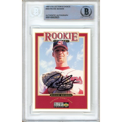 1997 Collectors Choice #463 Richie Sexson Signed Card AUTO Beckett Slab Indians