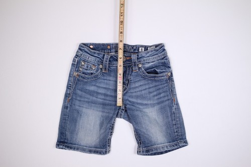 Miss Me Girls Size 8 Medium Wash Denim Blue Jean Mid Shorts - Picture 12 of 16