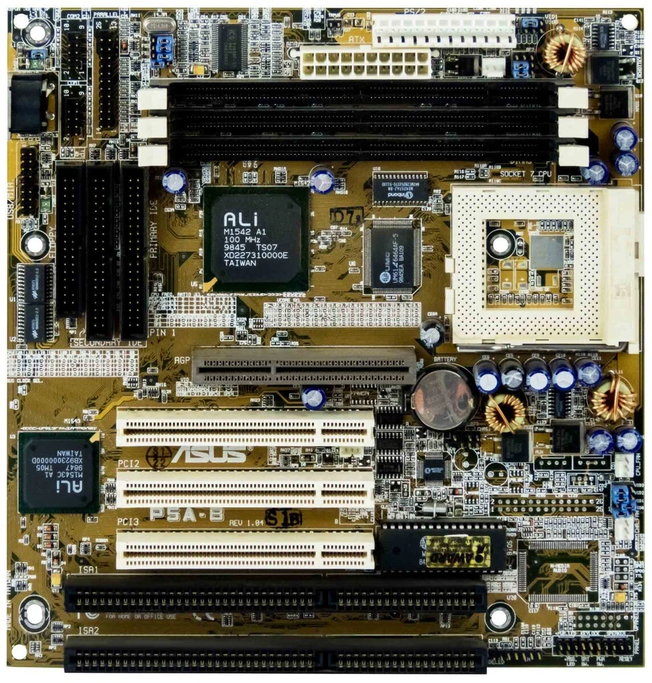 Motherboard ASUS P5A-B Ali ALADDIN V Socket 7 Sdram Isa AGP PCI - Image 2 of 2