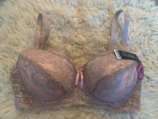NEW! Pink Mamia Push Up Padded Underwire Lace Molded Cup Bra 36D BR4161LD3