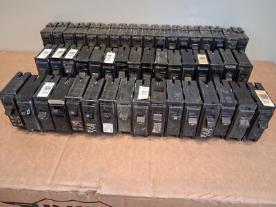 30A 1 pole circuit breakers, various brand names, used, package of 50