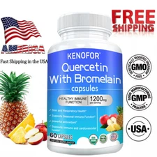 Quercetin 1200mg Bromelain Naturals Strong Immune Support 60 Capsules