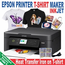 Epson Printer Iron-On Heat Transfer Paper Print T-Shirt Maker Starter Bundle