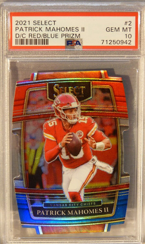 2021 Select Patrick Mahomes II D/C Red/Blue Prizm #2 PSA MINT 10