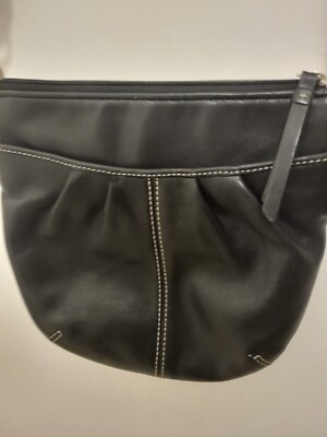 COACH Soho Black Leather Pleated Shoulder Bag Crossbody Swingpack