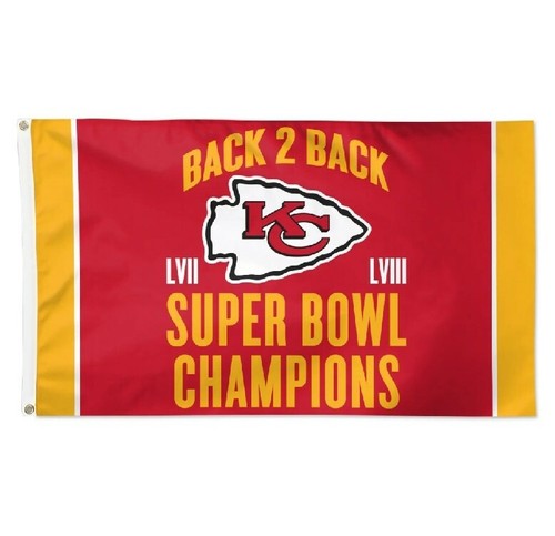 Super Bowl 58 Champions Kansas City Chiefs SB LVIII Back 2 Back 3x5 Flag Grommet - Imagen 1 de 3