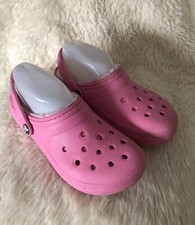 Crocs Youth Classic Fur Lined Clogs Size J4 Pink