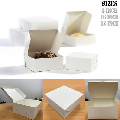 FALTBARE FLACHE WEISSE QUADRATISCHE KARTON KUCHENSCHACHTELN / CUPCAKE BOX - VERSCHIEDENE GRÖßEN