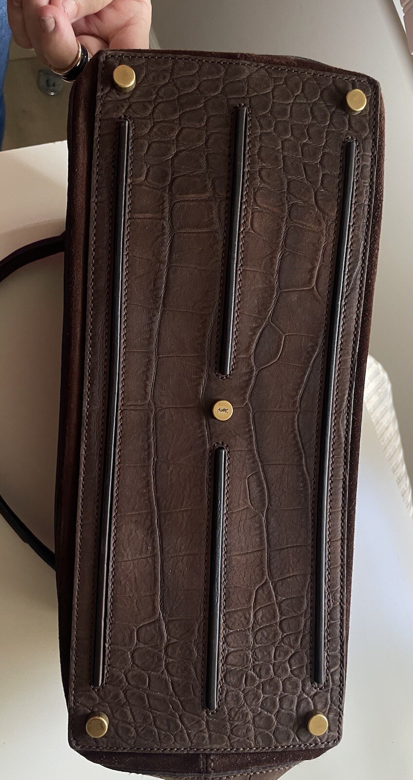 Borsa a tracolla grande Yves Saint Laurent YSL M due camoscio goffrato 2 vie