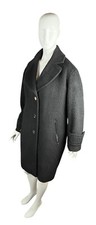 Eliza J Knee Length Coat Black Size 12 Textured Wool 3 Button Zipper Pockets