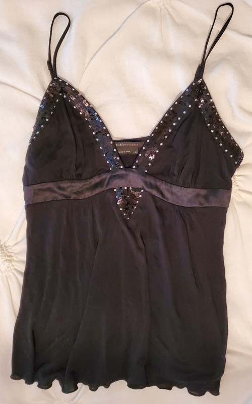 Brand New w/tags attached! Black BCBG Maxazria Sequin Top Size M