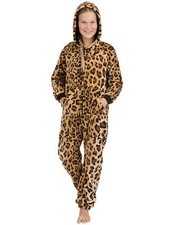 Footed Pajamas - Cheetah Spots Kids Hoodie Footless Chenille One Piece