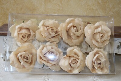 8 FROSTED ROSE CLIPS Valerie Parr Hill CHAMPAGNE Blush SEAGLASS Flowers