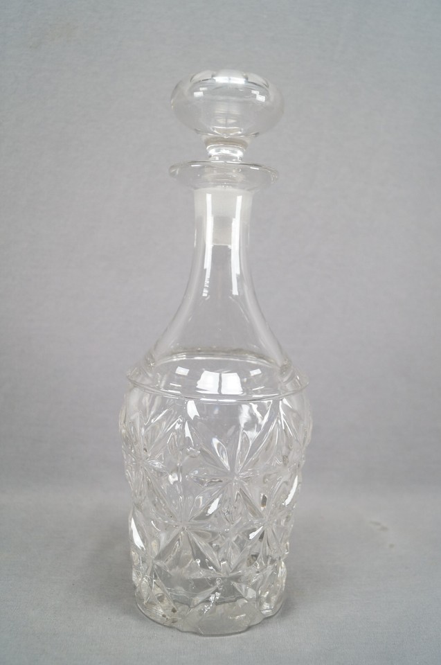 Boston & Sandwich Sandwich Star Mold Blown Flint Glass Decanter Circa