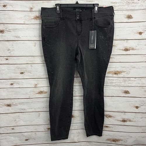 Torrid Charcoal Embellished Skinny Denim Jeans Plus Size 20 NWT