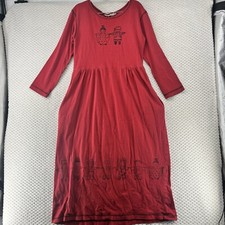 Rock Candy Red Maxi Dress Long Sleeve Graphic Print Casual Comfort Size M?