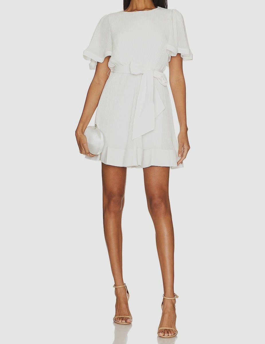 milly lumi pleated mini dress $395 Milly Women's White Lumi Pleated Lined Mini Dress Size 10