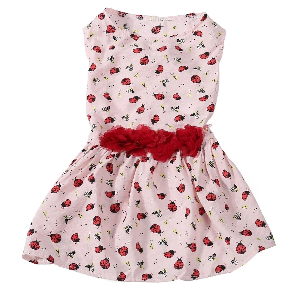 Vestido para Perro Lindo Ladybug y Patrón de Hierba Cómodo Transpirable Mascota Cachorro Niña Foto 3 de 4