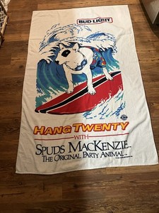 Spuds Mackenzie Vintage Beach Towel New With Tag 1986 60” X 32” Hang Twenty