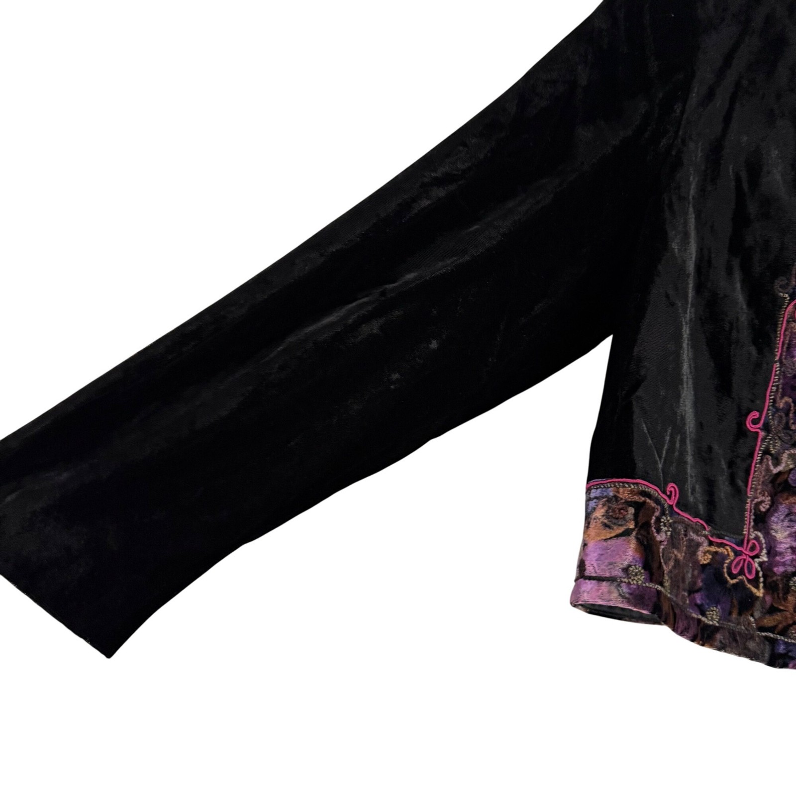 VTG Hairston Roberson Ropa Black Purple Velvet 2 PC Jacket Skirt Set Womens Smal image 5