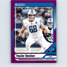 2024 Donruss Taylor Decker #281 Press Proof Purple Detroit Lions