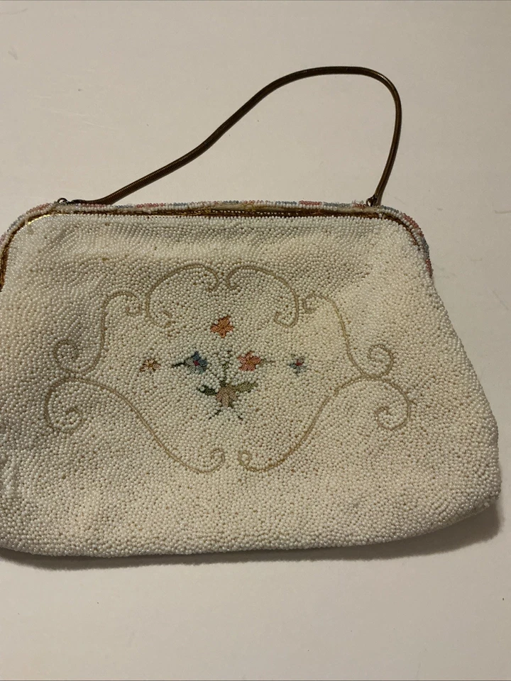 Редкая винтажная вечерняя сумка Jorelle с ручным бисером сделано во Франции с сумочкой для монет - Изображение 3 из 4