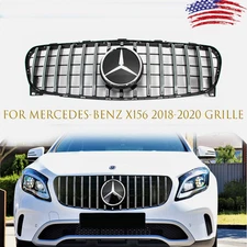 Grille For Mercedes Benz X156 2018-2020 GLA200 GLA250 W/3D Emblem Grill Silver