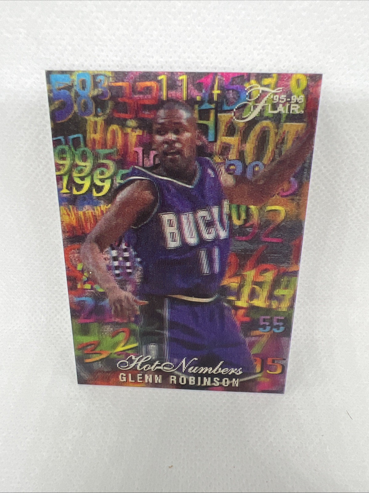 1995-96 Flair #12 Hot Numbers Glenn Robinson Lenticular Motion Milwaukee Bucks