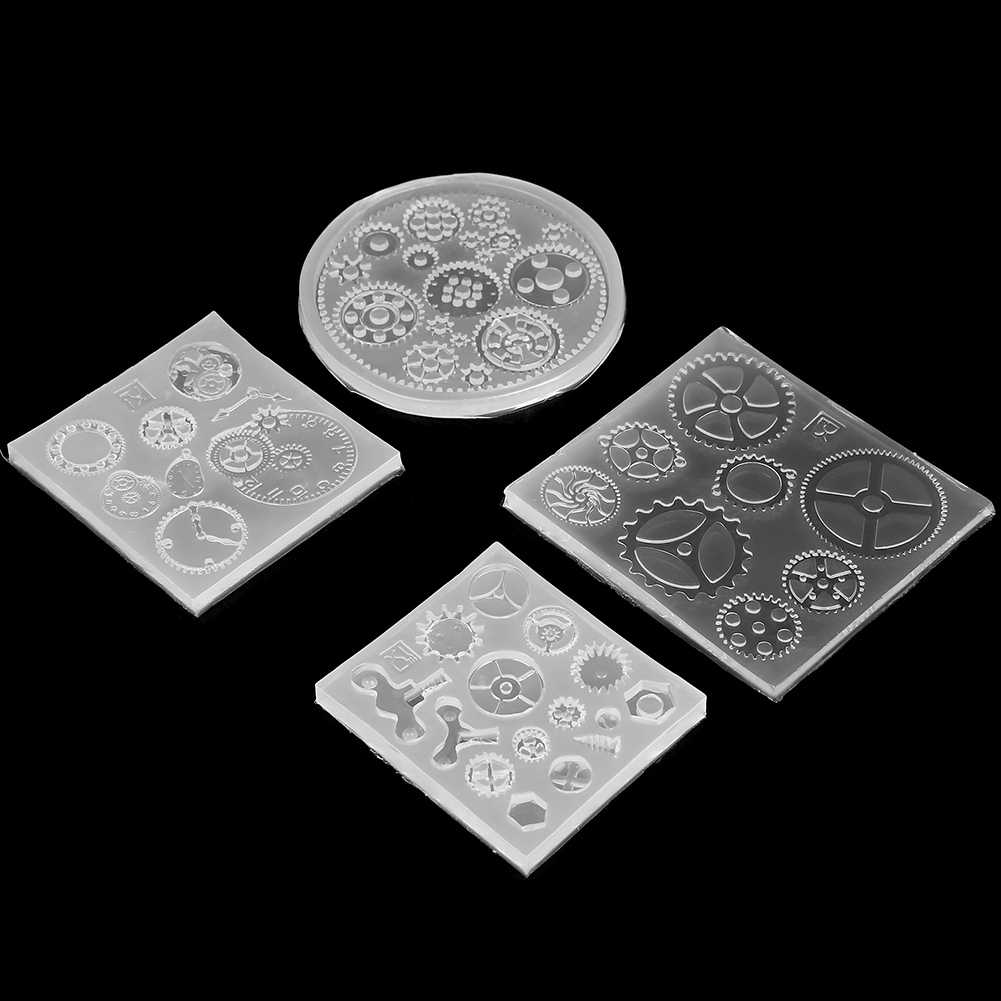 °4pcs/set Gear Shape 3D Chocolate Cake Fondant Silicone Mold Resin Jewelry