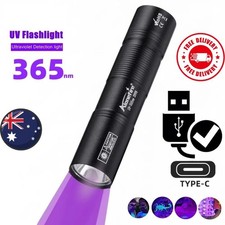 365nm UV Flashlight USB Rechargeable Mini Torch Pet Urine Money Detector Light