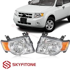 For 08-12 Ford Escape Headlamps Headlights Chrome Housing LH+RH W/Amber Corner