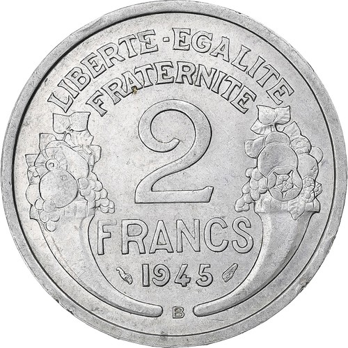 [#1281833] Frankrijk, 2 Francs, Morlon, 1945, Beaumont-Le-Roger, Aluminium, PR - Afbeelding 2 van 2