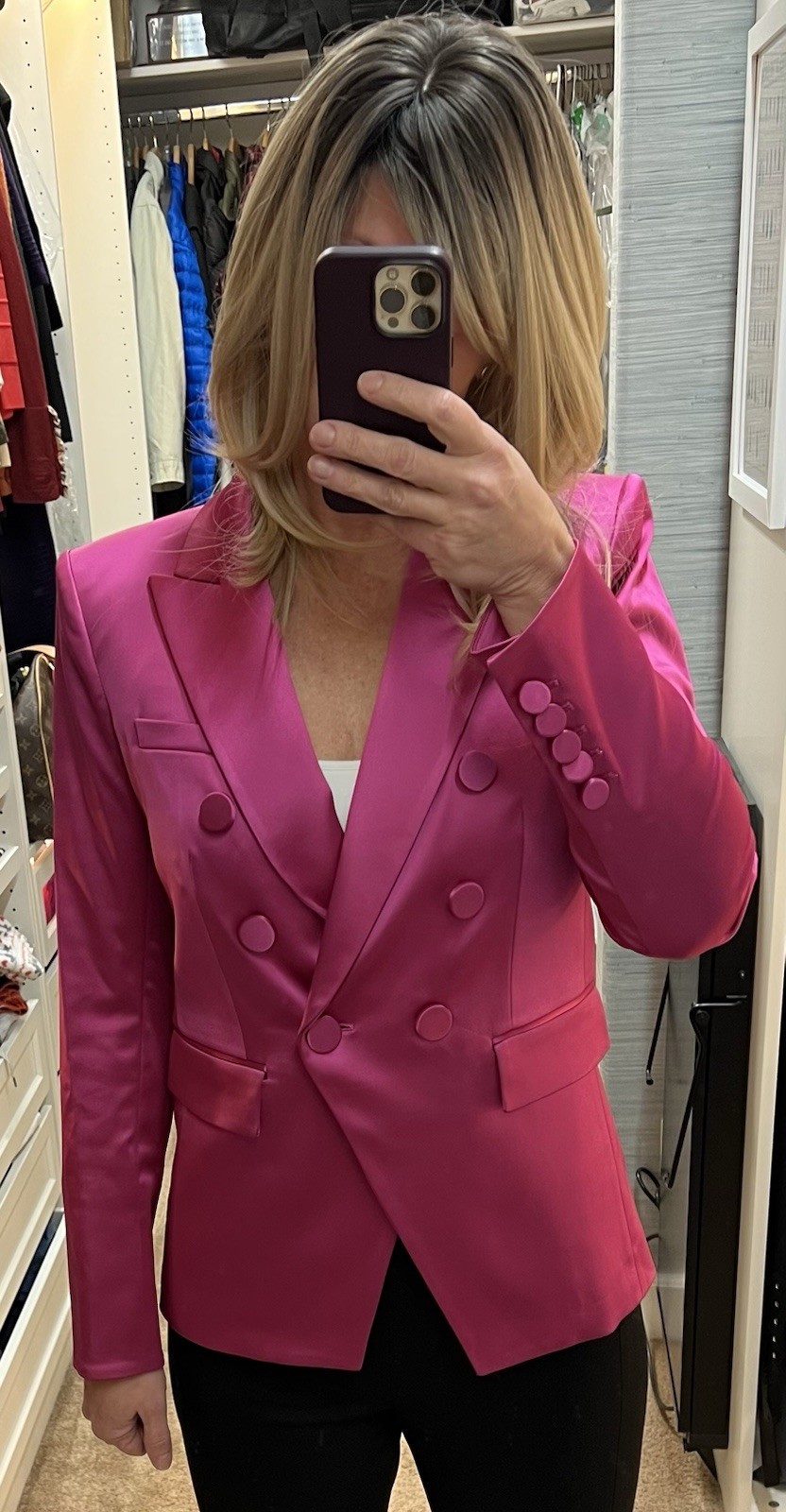 NWT! Rare! Veronica Beard Miller Dickey Satin Jacket Hot Pink US 10. MSRP $675 image 9