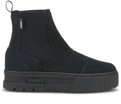 PUMA Mayze Suede Round Toe Platform Chelsea  Womens Black Casual Boots Size 7  
