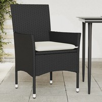 GartenstüHle Mit Kissen 2Er Set Poly Rattan Schwarz Terrasse