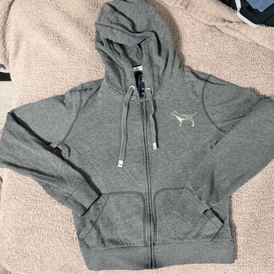 Victoria's  Secret PINK Y2K So Much Love So Little Time Rhinestone Zip Up Gray