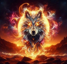 5D Diamond Art Painting Kit Majestic Fiery Wolf 30cmx30cm