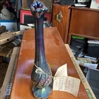 Vintage Fenton Iridescent Carnival Glass Bud Vase 10.5 Inch Sticker & Tag