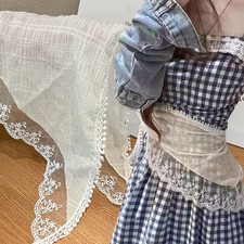 Summer White Lace Head Wrap Scarf Embroidered Triangle Neck Kerchief for Women T