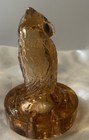 Amber Pressed Glass Vintage Owl Flower Frog Or Float Centerpiece 8 Holes Vtg MCM — photo 4