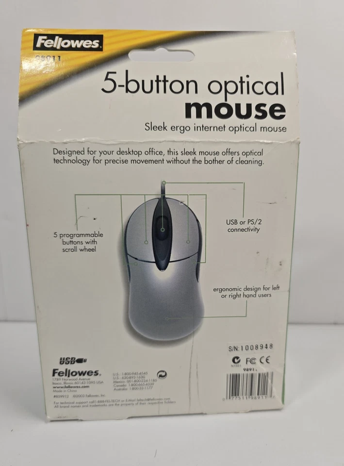 Fellowes 5- Button Optical Mouse #98911 - Image 2 of 4