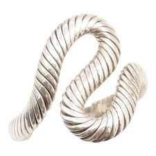 925 Sterling Silver Vintage Ring Modernist Twisted Cable Band Sz 7 RG35302