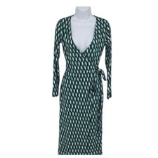Diane Von Furstenberg x Target Wrap Dress Geometric Long Sleeve V Neck NEW XXS