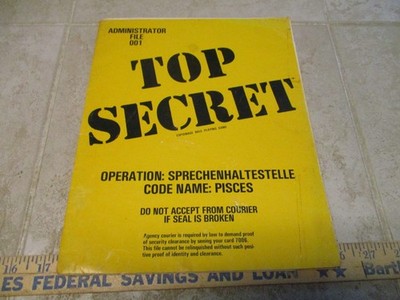 TSR Top Secret RPG: Administrator File 001: Code Name: Pisces VTG Accessory