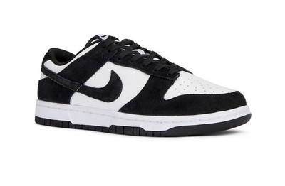 Nike Dunk Low Black White Suede Leather Low-Top Athletic Sneakers Lace Up