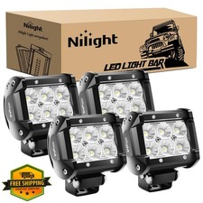 Nilight 4PCS 18W LED Pods Flood Lights, 12V/24V Off Road Truck ATV SUV Boat