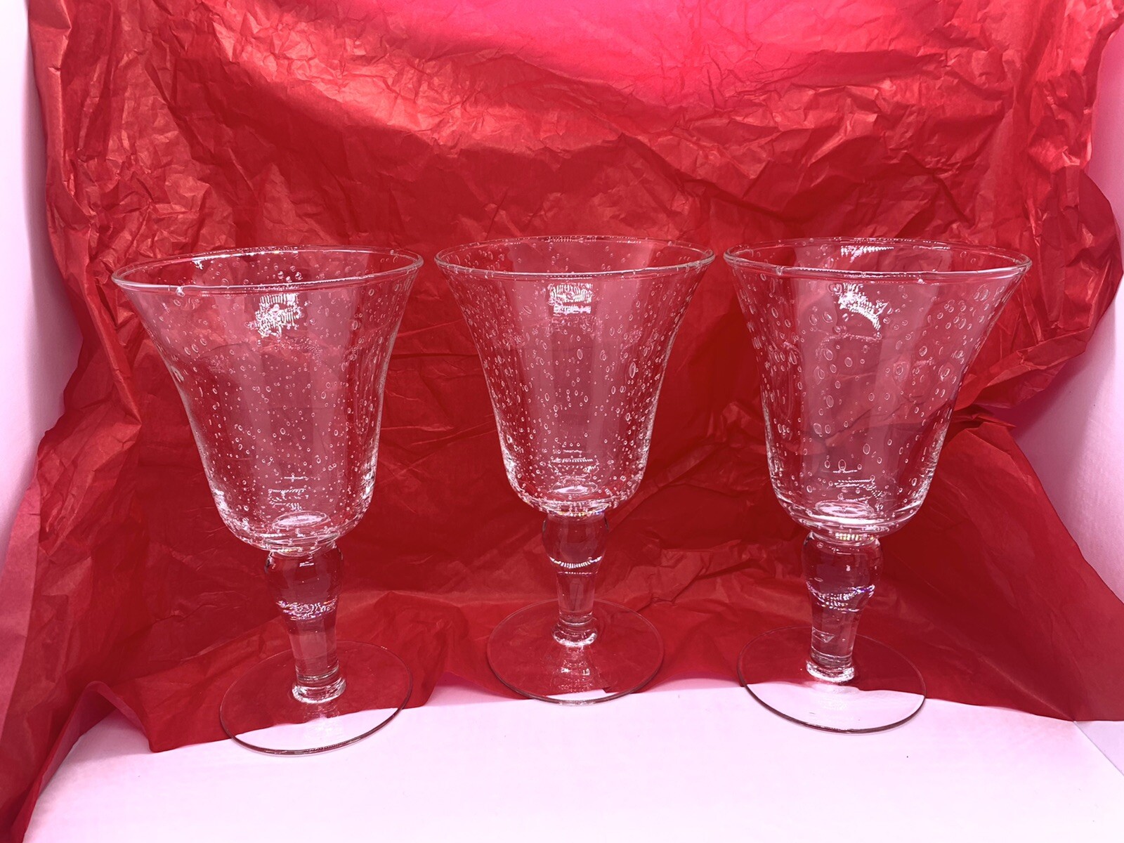 Artland? Clear Bubble Glass Water Goblets EUC Set of 3 eBay