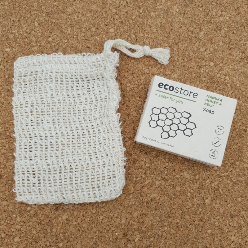 ecostore Manuka Honey & Kelp Soap Set With Sisal Soap Bag Pouch Eco-Friendly
