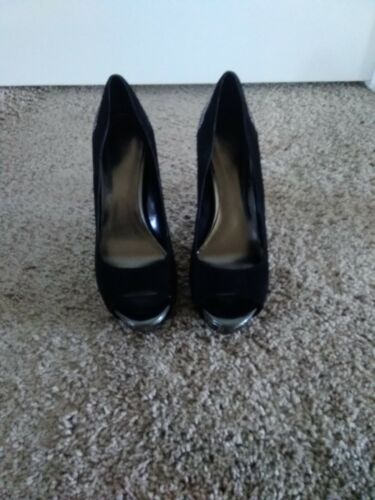 Giselle Black pee toe shoes size 9.5 M by Carlos Falchi - Afbeelding 1 van 4