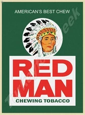 Red Man Chewing Tobacco 9" x 12" Metal Sign